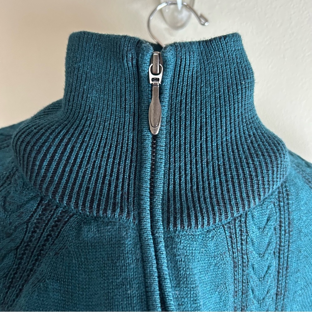 Indigenous ~ Hand Loomed in Peru Teal Long Line Cardigan Sweater Size Small - Picture 4 of 12
